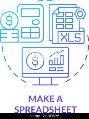 Make spreadsheet blue gradient concept icon Stock Vector