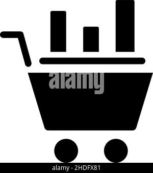 Data mining in retail industry black glyph icon Stock Vector