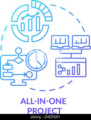 All-in-one project blue gradient concept icon Stock Vector
