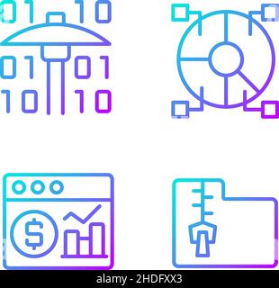 Financial data mining gradient linear vector icons set Stock Vector