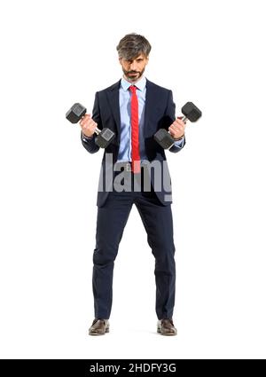 businessman, strength, sports training, workout, boss, businessmen, executive, executives, leader, leaders, manager, powers, exercise, exercising, Stock Photo