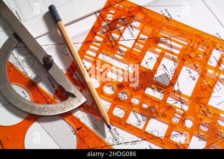 precision, protractor, Architectural Template, precisions, protractors Stock Photo