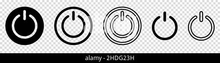 On-off icon set. Vector black shut down icons. Flat and line art style. Vector illustration isolated on transparent background Stock Vector