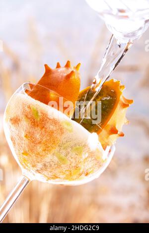 beverage, horned melon, beverages, drink, horned melons Stock Photo