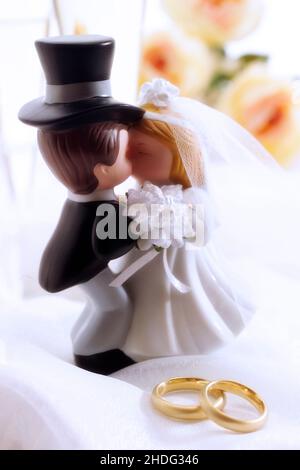 kissing, wedding rings, bridal couple, wedding ring, bridal couples Stock Photo