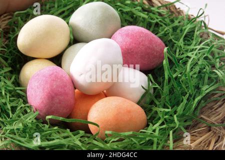 easter nest, marzipan egg, easters Stock Photo