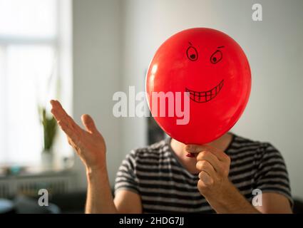 laughing, balloon, face, laugh, smiling, balloons, faces Stock Photo