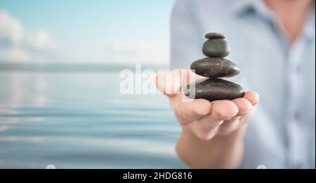 harmony, balance, cairn, harmonies, balances, cairns Stock Photo