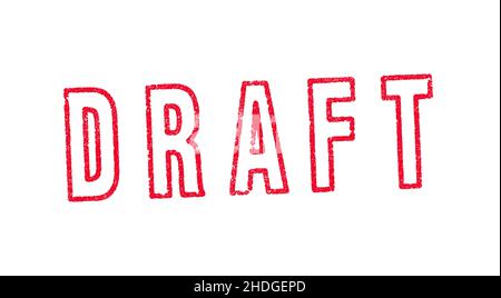 Vector illustration of the word Draft in red ink stamp Stock Vector