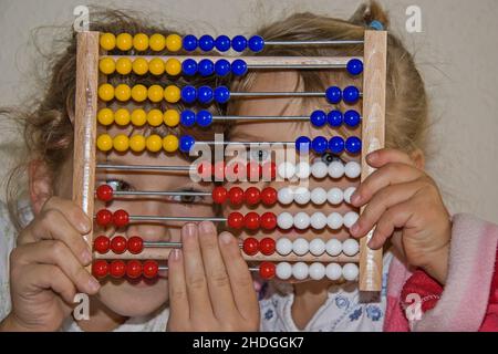 girl, abakus, calculating, girls Stock Photo