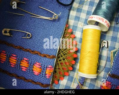 needle, yarn, thread, twine, needles, yarns, threads, twines Stock Photo