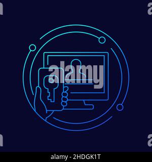 two factor authentication thin line vector art Stock Vector