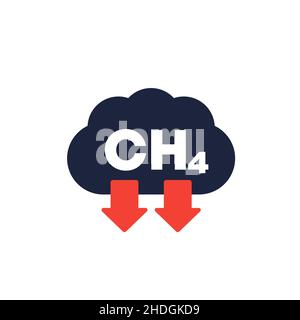 methane emissions, CH4 gas icon, vector art