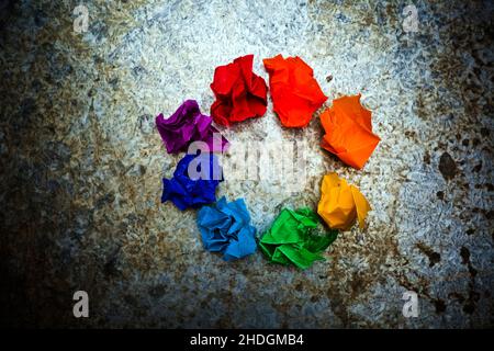 multi colored, ball of paper, multi coloreds Stock Photo