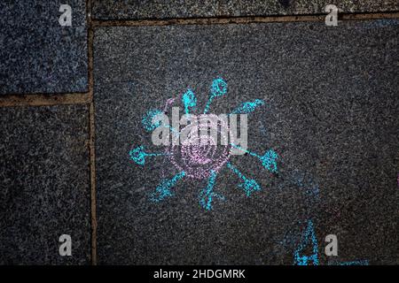 virus, chalk drawing Stock Photo