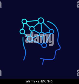 neuron connections line icon, vector Stock Vector