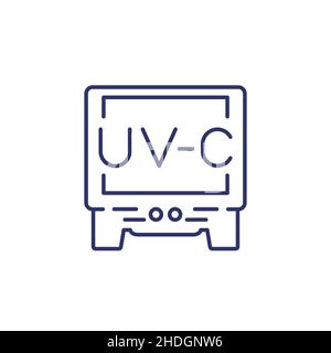 UV light sterilization, UV-C lamp line icon Stock Vector