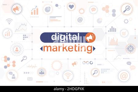 Digital marketing horizontal web banner Stock Vector