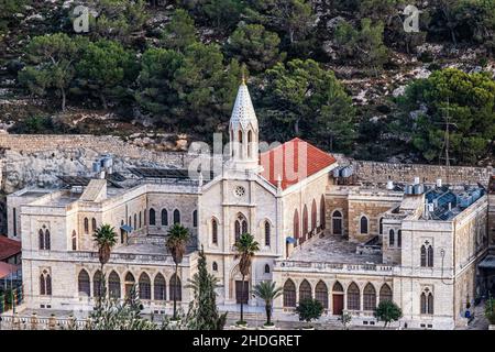 Artas, West Bank, Middle East - December 25, 2021: Hortus Conclusus Convent in the village Artas near Bethlehem. Stock Photo