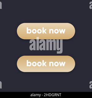 book now buttons in gold, vector Stock Vector