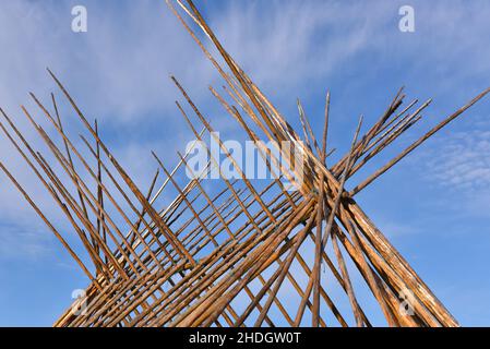 Structure of a native teepee in Northern Quebec, Canada Stock Photo