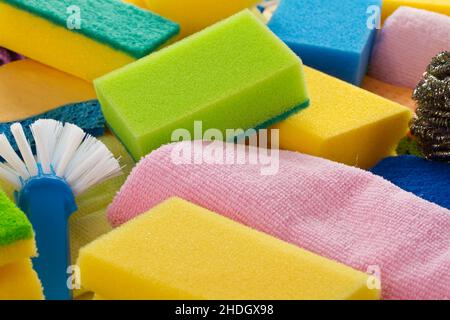 sponge, cleaning equipment, sponges, cleaning equipments, cleanser, detergent Stock Photo