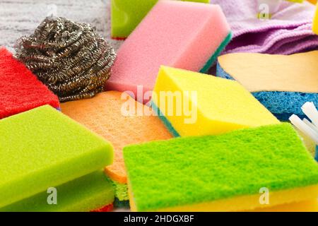 scouring pad, sponge, scouring pads, sponges Stock Photo