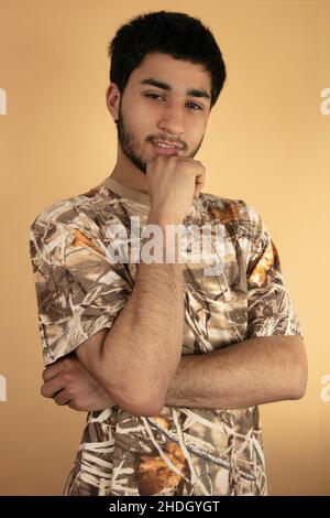young man, pensive, guy, man, men, young, pensives Stock Photo