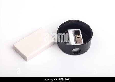 eraser, sharpener, erasers, sharpeners Stock Photo