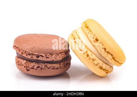 chocolate, vanilla, almond biscuits, macaron, macaroons, chocolates, vanillas, pastry, macarons, macaroon Stock Photo