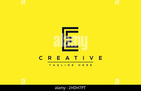 Modern unique creative letter E logo design, Minimalist E initial based vector EE icon Stock Vector