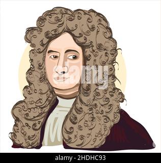 Isaac Newton, an English physicist and mathematician.Sketch ...