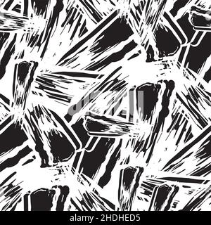 Abstract woodcut 1920s Bauhaus style. Seamless vector pattern background. Bold sharp edged, serrated shapes in overlapping criss cross design Stock Vector