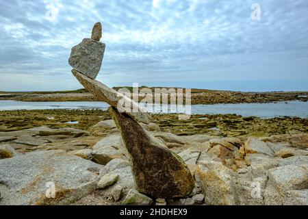 rocky, brittany, stone tower, rockies, brittanies, stone towers Stock Photo