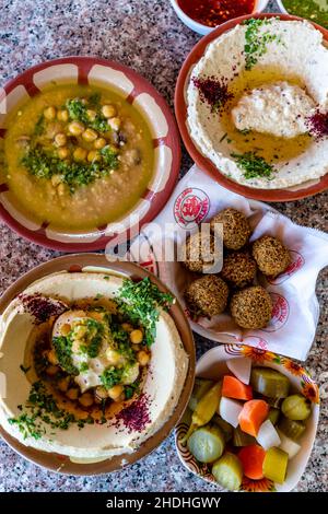 Traditional Jordanian/Arabic Food Dishes, Aqaba, Aqaba Governorate, Jordan. Stock Photo