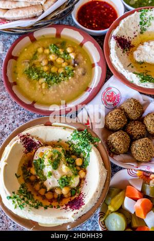 Traditional Jordanian/Arabic Food Dishes, Aqaba, Aqaba Governorate, Jordan. Stock Photo