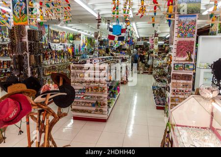 SANTO DOMINGO, DOMINICAN REPUBLIC - NOVEMBER 18, 2018: Souvenir shop in Santo Domingo, capital of Dominican Republic. Stock Photo