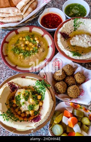 Traditional Jordanian/Arabic Food Dishes, Aqaba, Aqaba Governorate, Jordan. Stock Photo