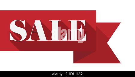 red SALE banner or ribbon isolated on white background, vector illustration Stock Vector