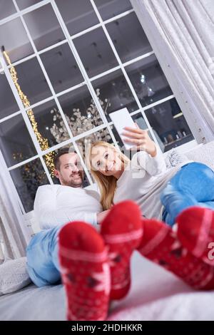 couple, smart phone, selfie, pairs, smart phones, smartphone, smartphones Stock Photo