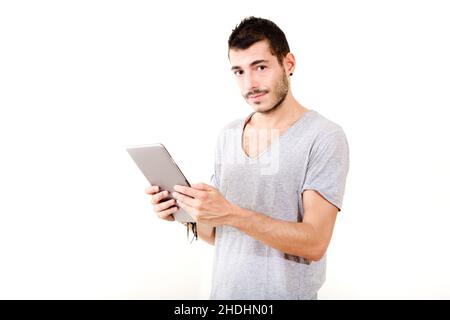 man, tablet-pc, guy, men, ipad, tablet pc Stock Photo