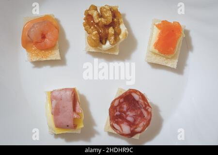 Assorted Canapes Appetizers Stock Photo