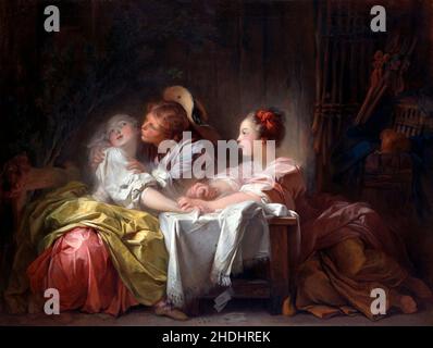 The Stolen Kiss by Jean-Honoré Fragonard (1732-1806), oil on canvas, c.1760 Stock Photo