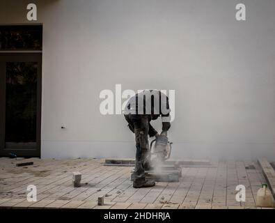 construction worker, building construction, angle grinder, blue collar, builder, builders, construction workers, worker, building constructions, angle Stock Photo