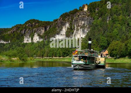 pleasure boat, saxon switzerland, pleasure boats Stock Photo