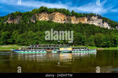 pleasure boat, saxon switzerland, pleasure boats Stock Photo