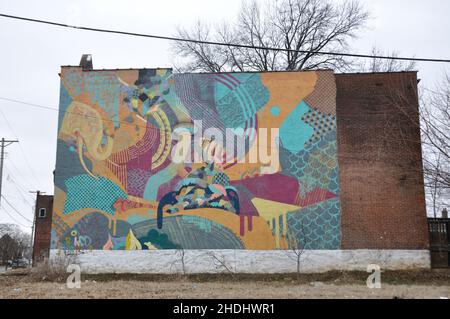 Urban art painted on a building in St. Louis Stock Photo