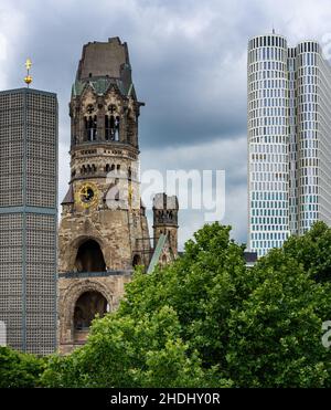 kaiser wilhelm memorial church, breitscheidplatz, kaiser wilhelm memorial churches, breitscheidplatzs Stock Photo