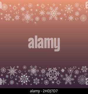 border of white snowflakes on a gradient background Stock Vector