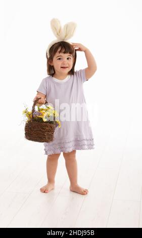 girl, easter, easter basket, girls, easters, easter baskets Stock Photo